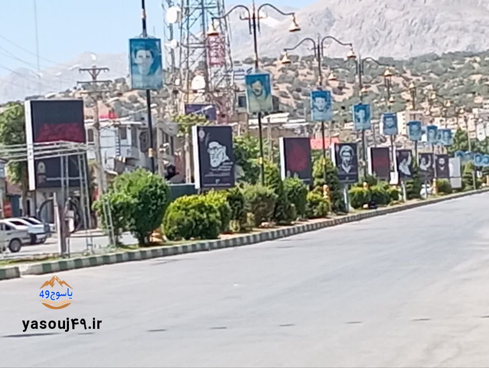 سیاه پوش شدن فضای شهر یاسوج به همت شهرداری در ایام محرم