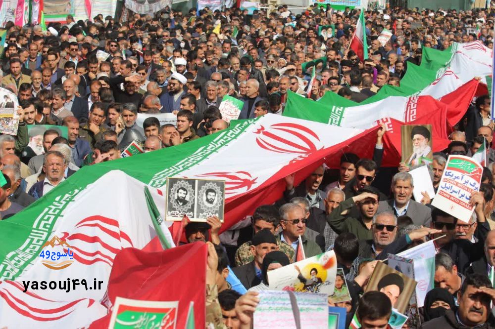 روایت تصویر از حضور مردم یاسوج در راهپیمایی ۲۲ بهمن